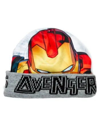 Caciula copii  gri, 52 cm, reversibil Iron Man/Kapitan America, material poliester