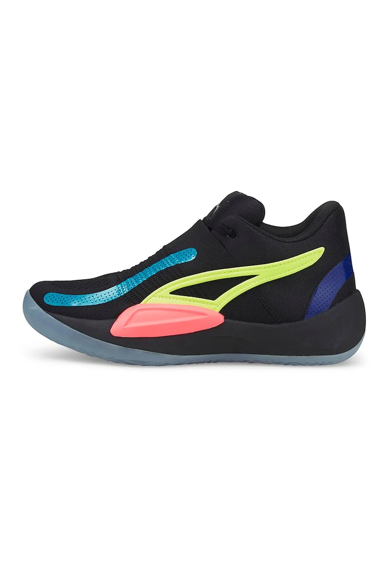 Pantofi mid-high pentru baschet Rise Nitro Sun, Negru/Verde neon/Roz