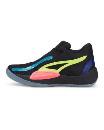 Pantofi mid-high pentru baschet Rise Nitro Sun, Negru/Verde neon/Roz
