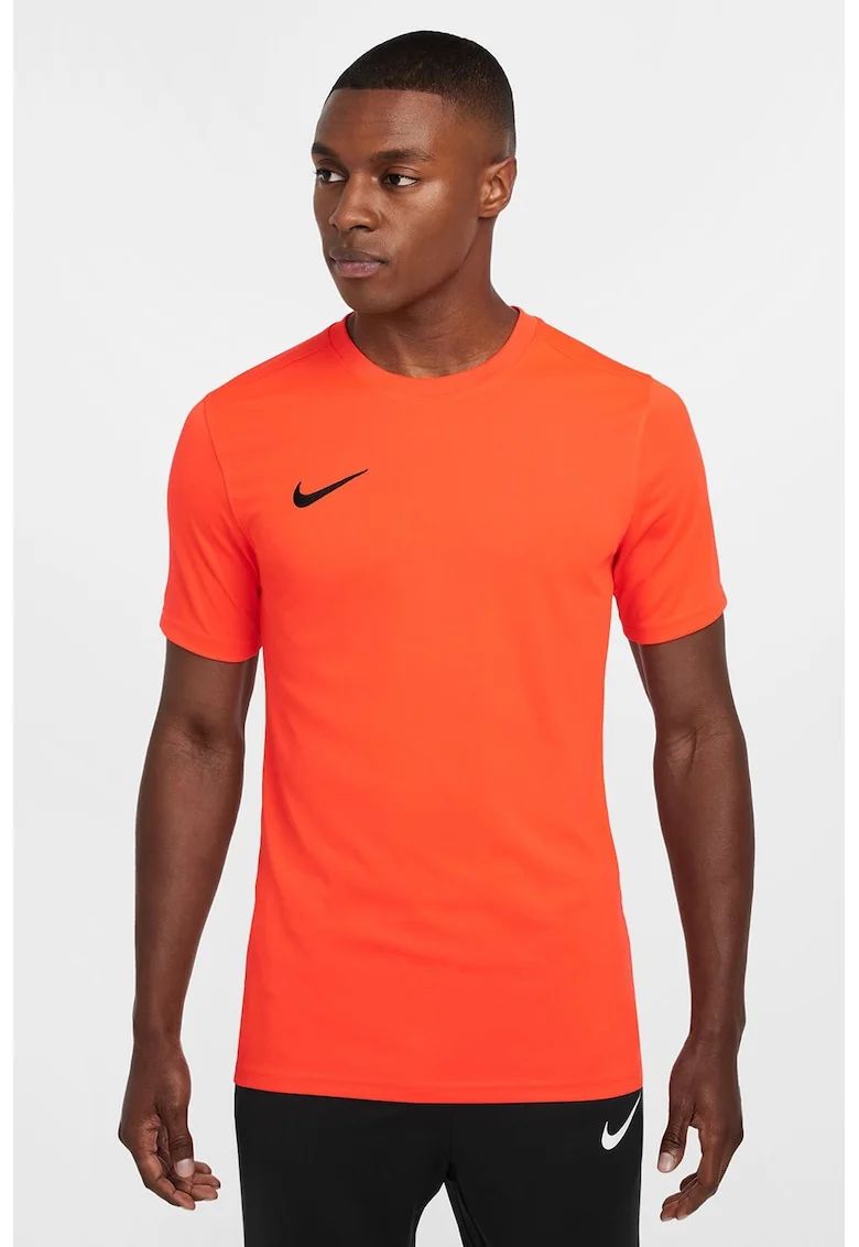 Tricou cu tehnologie Dri-Fit pentru fotbal, Negru/Portocaliu mandarina