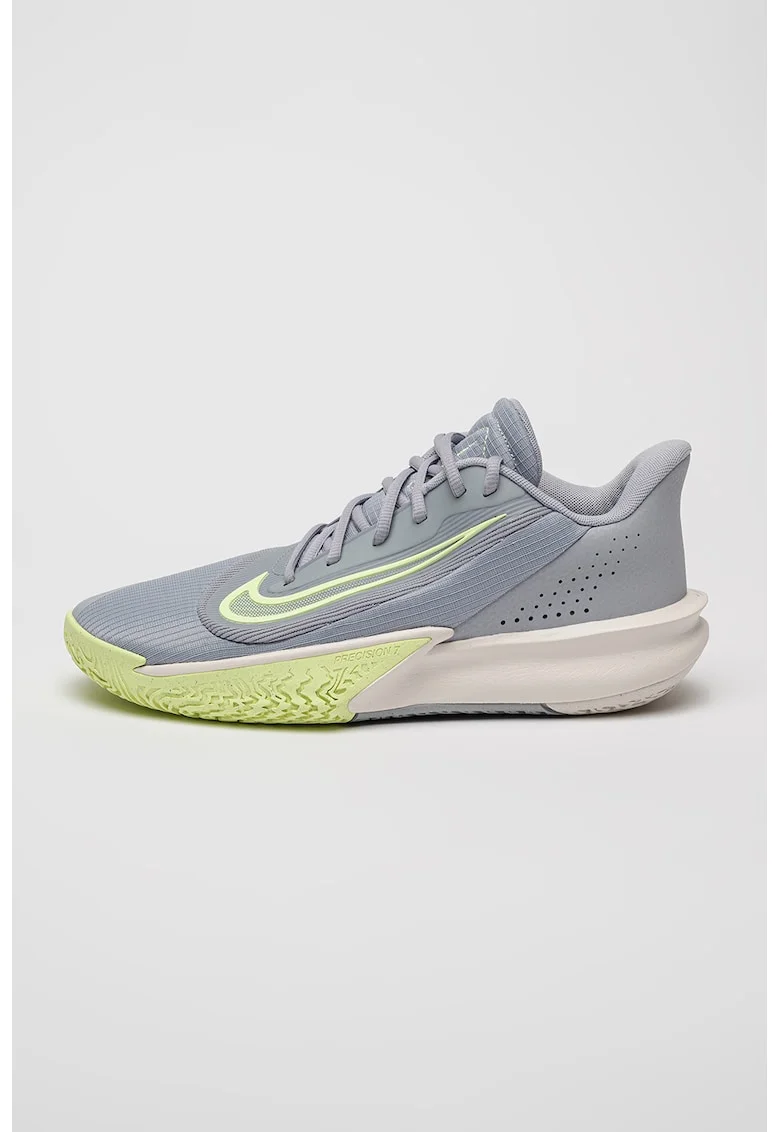 Pantofi low-cut pentru baschet Precision VII, Gri cenusiu/Verde lime