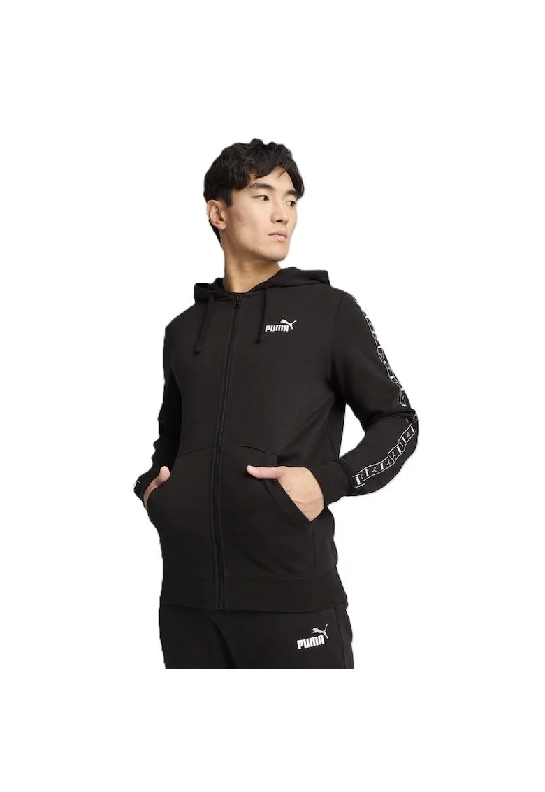 Bluza cu fermoar  pentru Barbati, ess tape full-zip hoodie tr, 684678-01, XS INTL, Negru
