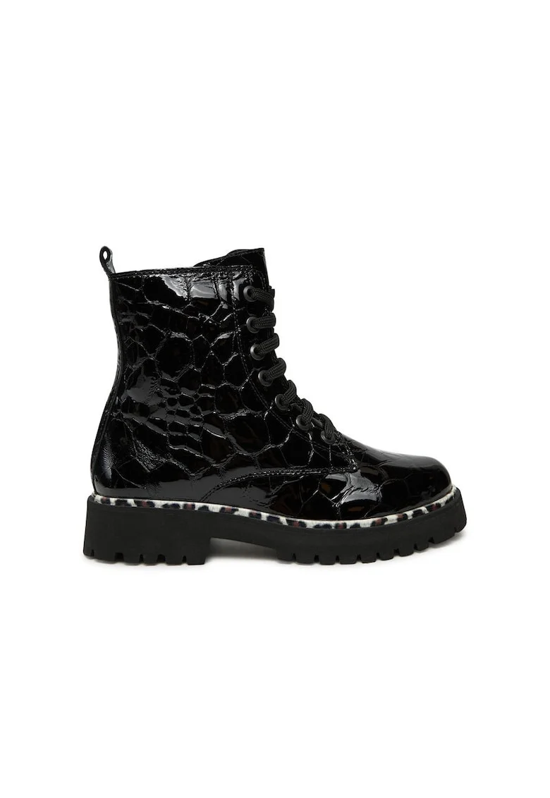 Pantofi sport dama,  73395, Piele lacuita, Negru, Negru