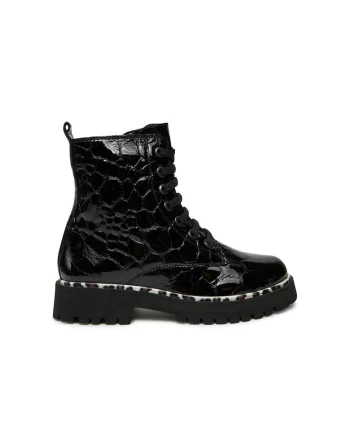 Pantofi sport dama,  73395, Piele lacuita, Negru, Negru