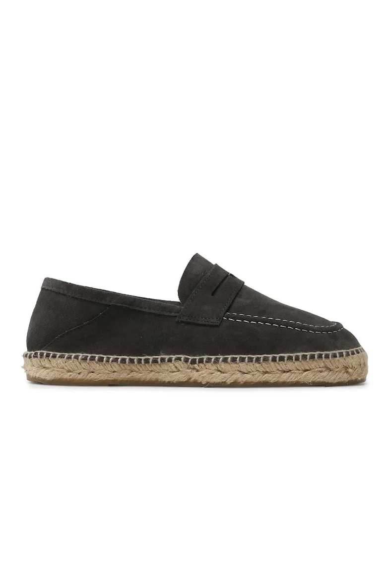 Espadrile,  Piele intoarsa, Gri, Gri