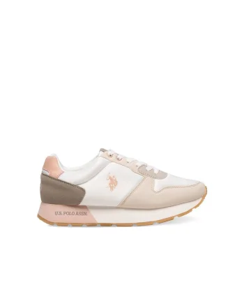 Pantofi sport dama, US POLO ASSN, 590559, Textil, Bej / Alb, Alb/Bej