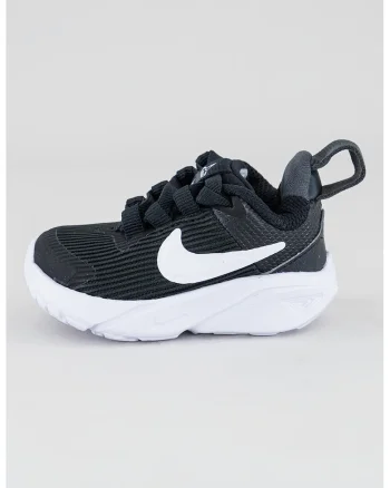 Pantofi cu insertii sintetice, pentru alergare Star Runner 4, Negru/Alb optic