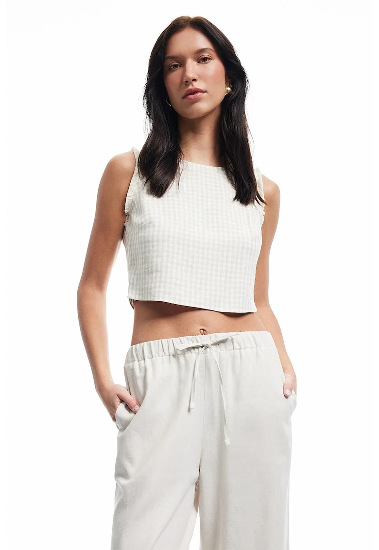 Top crop din amestec de in, Bej deschis