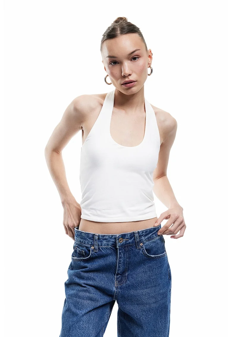 Top crop halter, Alb murdar