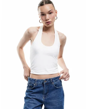 Top crop halter, Alb murdar