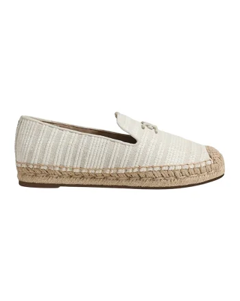 Espadrile din panza cu model in dungi Kathleen, Alb/Gri deschis