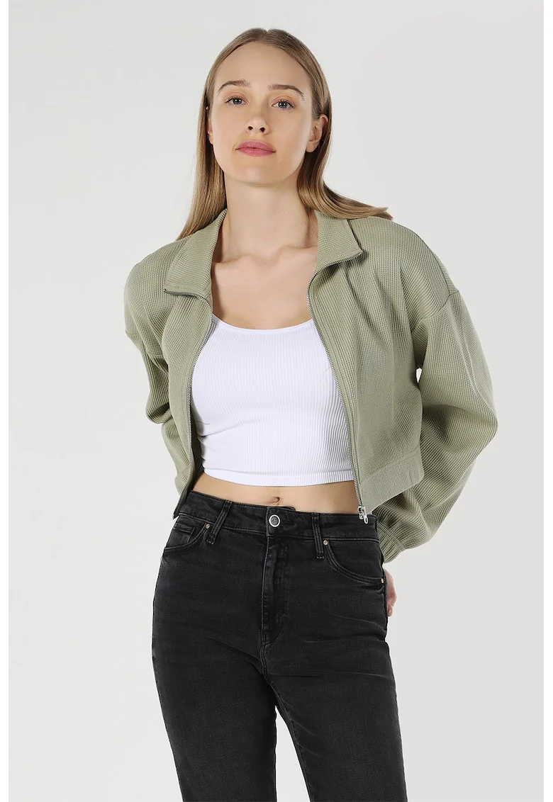 Jacheta crop texturata, Verde deschis