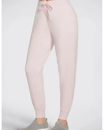 Pantaloni sport cu snur pentru fitness Restful, Roz pastel