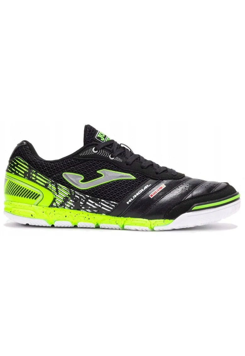 Pantofi futsal barbati  Mundial, piele naturala/piele ecologica, negru/verde