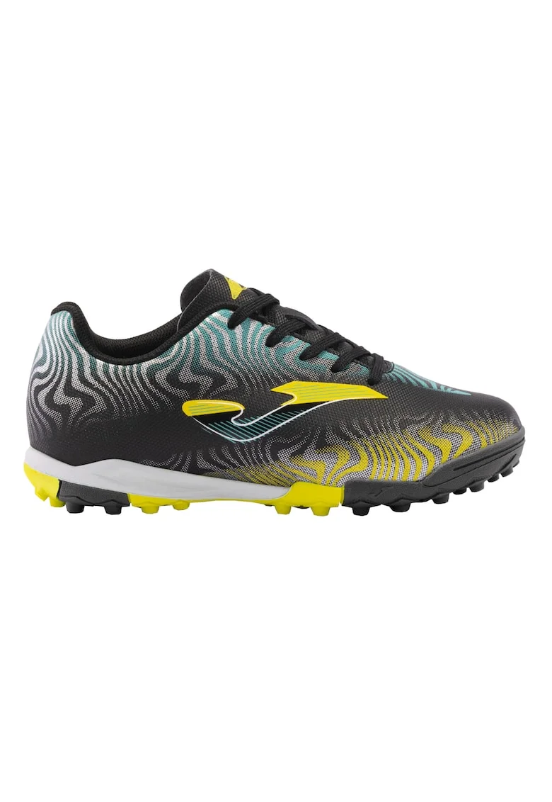Ghete fotbal copii cu siret Evolution pentru teren sintetic EVJW2401TF,  38 EU, Negru-Galben