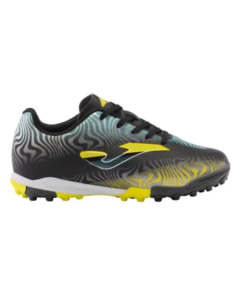 Ghete fotbal copii cu siret Evolution pentru teren sintetic EVJW2401TF,  38 EU, Negru-Galben