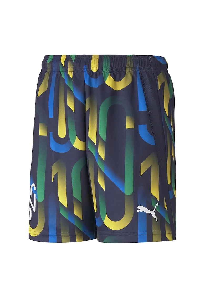 Pantaloni scurti cu imprimeu, pentru fotbal Hero, Alb/Galben/Bleumarin