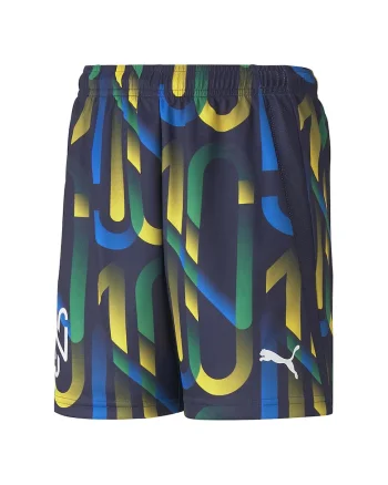 Pantaloni scurti cu imprimeu, pentru fotbal Hero, Alb/Galben/Bleumarin