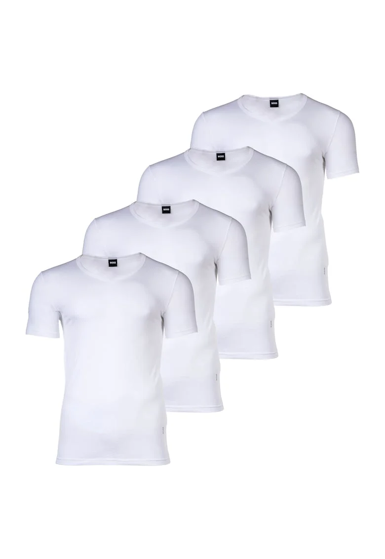 Set de tricouri slim fit de casa - 4 piese, Alb