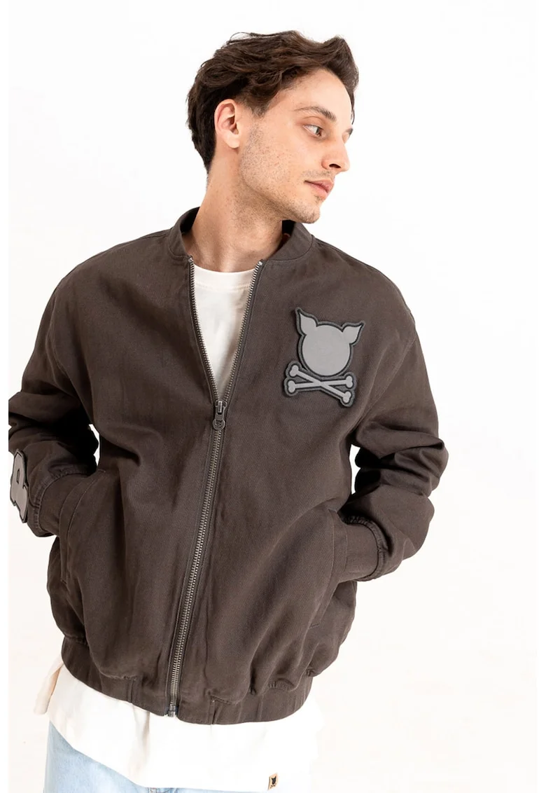 Jacheta bomber unisex cu gluga detasabila, Maro taupe