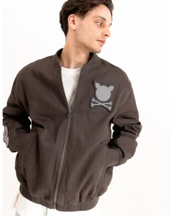 Jacheta bomber unisex cu gluga detasabila, Maro taupe