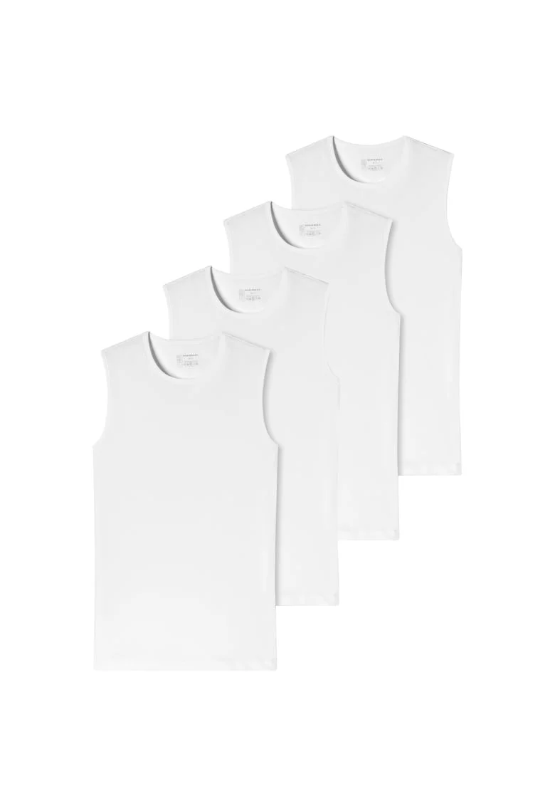 Set de topuri de casa cu decolteu la baza gatului - 4 piese, Alb