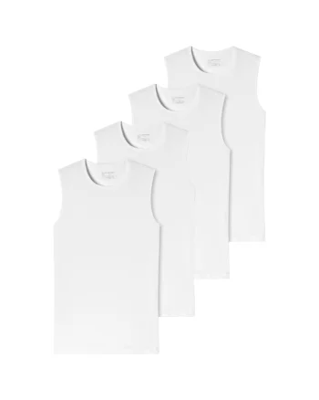 Set de topuri de casa cu decolteu la baza gatului - 4 piese, Alb