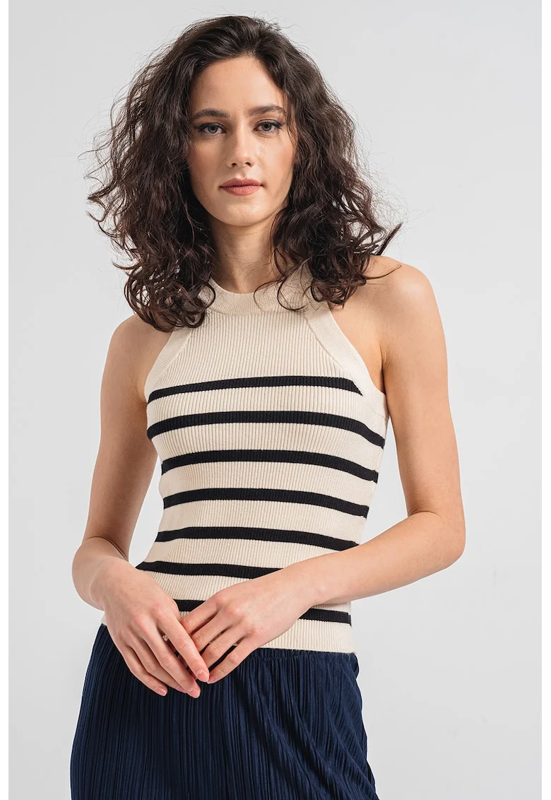 Top cu dungi Saba, Negru/Crem
