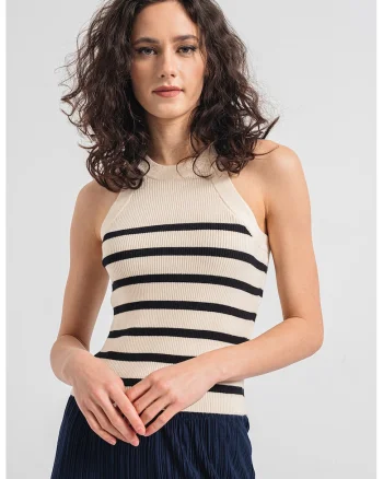 Top cu dungi Saba, Negru/Crem