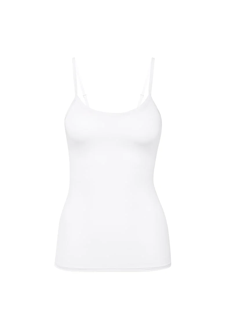 Top uni cu bretele ajustabile, Alb optic