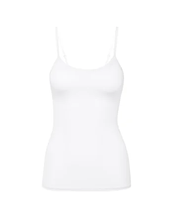 Top uni cu bretele ajustabile, Alb optic