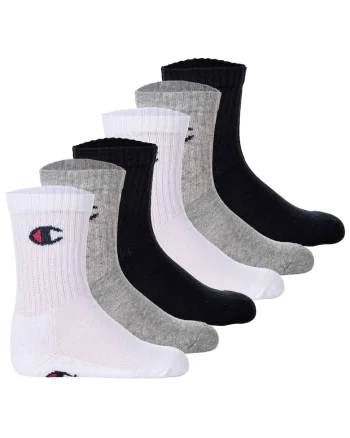 Set de sosete lungi cu logo - 6 perechi, Alb/Negru/Gri