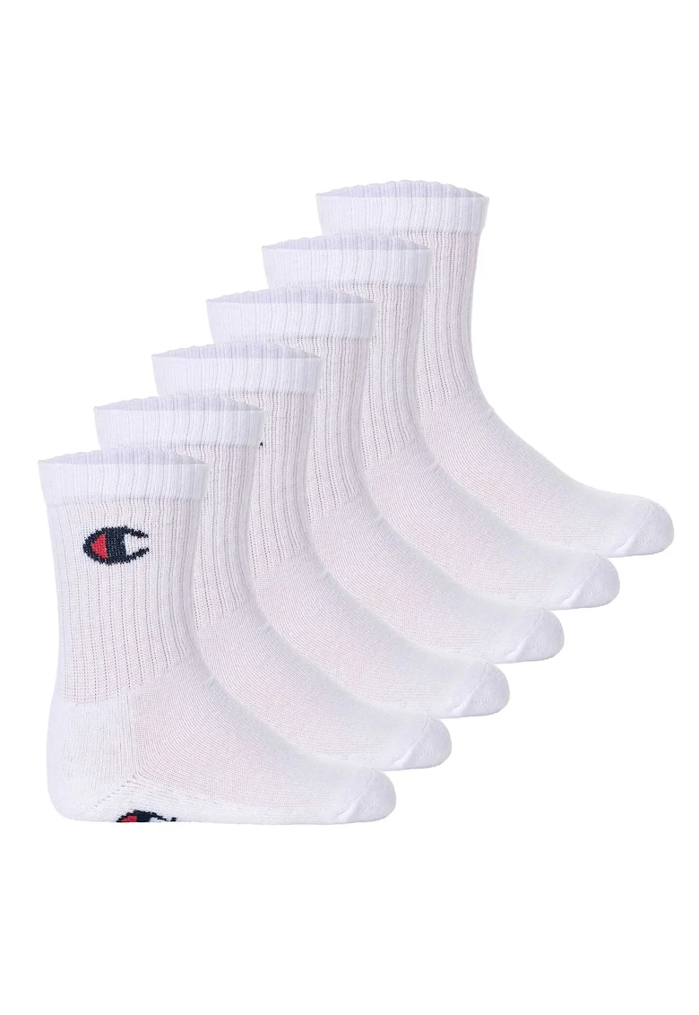 Set de sosete lungi cu logo - 6 perechi, Alb