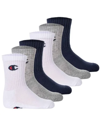 Set de sosete lungi cu logo - 6 perechi, Alb/Gri/Albastru