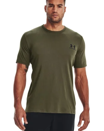 Tricou cu decolteu rotund, pentru fitness Sportstyle, Negru stins/Kaki