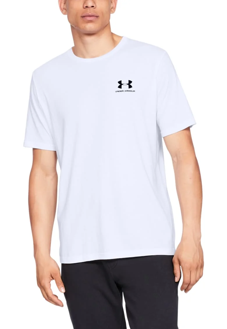 Tricou cu decolteu rotund, pentru fitness Sportstyle, Alb