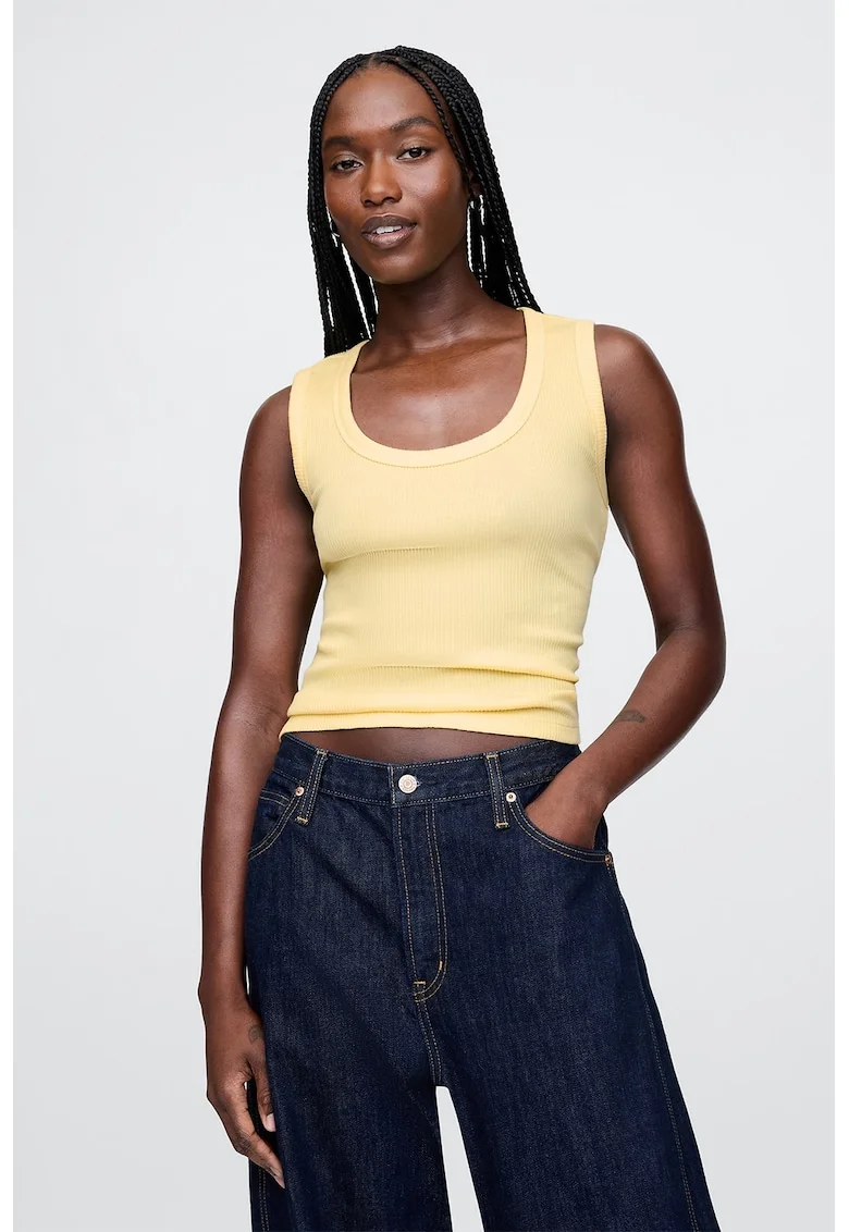 Top slim fit striat, Galben