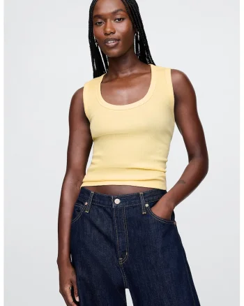 Top slim fit striat, Galben