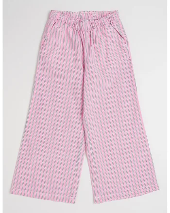 Pantaloni de bumbac cu dungi, Alb/Negru/Roz pastel