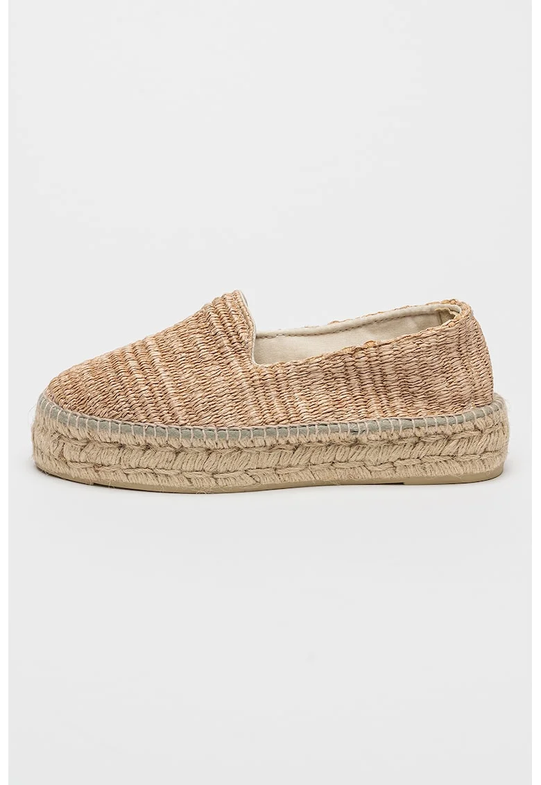 Espadrile flatform uni, Bej inchis