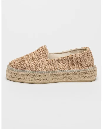 Espadrile flatform uni, Bej inchis