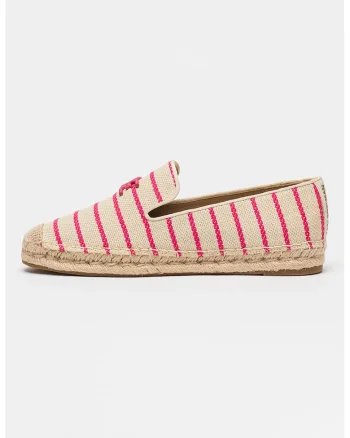 Espadrile din panza cu model in dungi Kathleen, Fucsia/Bej deschis