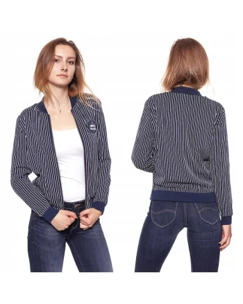 Jacheta De Tranzitie,  Stripes Bomber, Croiala Regulara, Fermoar, 100% Vascoza, 1 Buzunar Pe Piept, XS, Alb, 1 Bucata