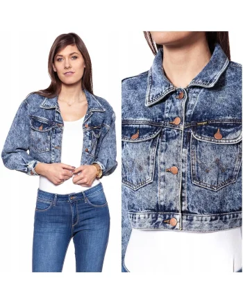 Jacheta Din Denim,  Jacheta Cropped M, Croi Regular, Inchidere: Nasturi, Compozitie Material: 100% Bumbac, Numar De Buzunare: 2, M, Albastru, 1 Bucata
