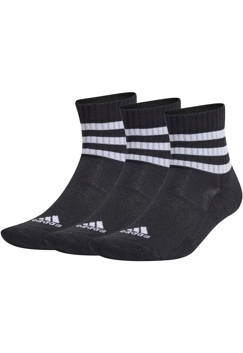 Set 3 perechi sosete  3-Stripes Cushioned Sportswear Mid-Cut, Negru