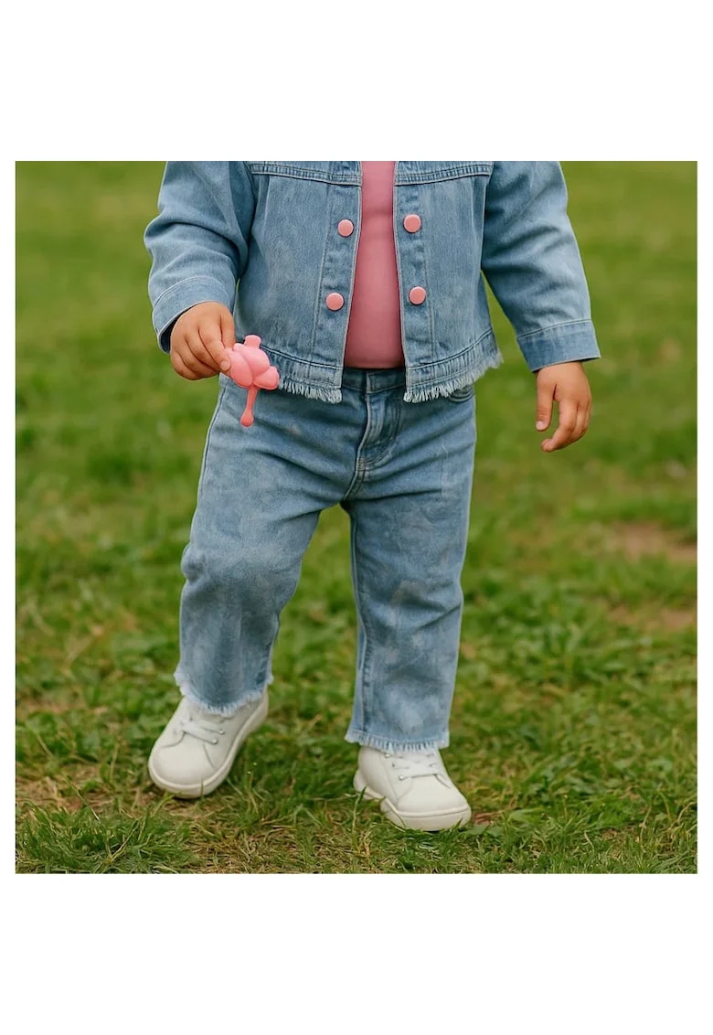 Blugi imprimati cu talie elastica  - Stella, Albastru Denim, pentru fetite, Albastru