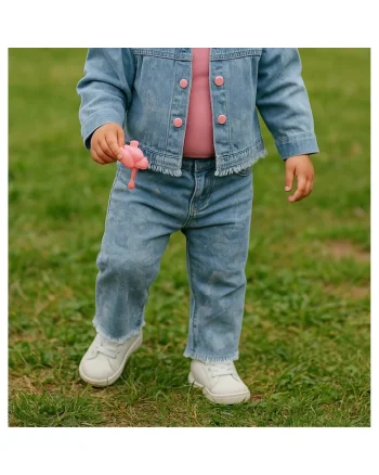 Blugi imprimati cu talie elastica  - Stella, Albastru Denim, pentru fetite, Albastru