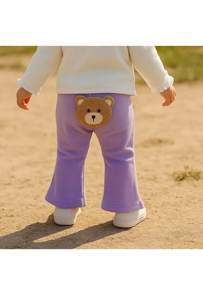 Colanti evazati cu ursulet aplicat  - Cute Bear, Mov, pentru fetite, Mov