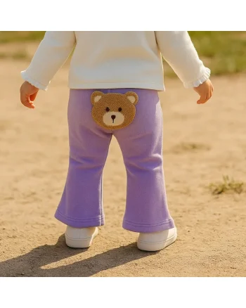 Colanti evazati cu ursulet aplicat  - Cute Bear, Mov, pentru fetite, Mov