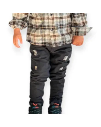 Pantaloni rock cu patchuri crem  - Road Legend, Negru, pentru baietei, Negru